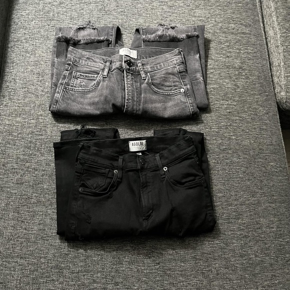 AGOLDE Jeans Lot Womens 25 27 Black Gray Distressed Skinny A003B-2022 A057B-786